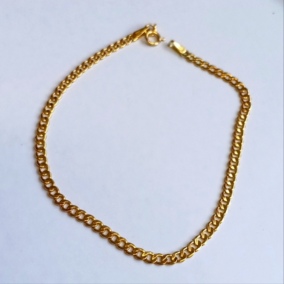 18k Yellow Gold Cuban Link Curb Chain Bracelet Size
